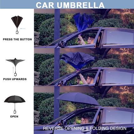 Reverse Umbrella Windproof Double Layer C-Handle Inverted Folding in Galaxy Print.