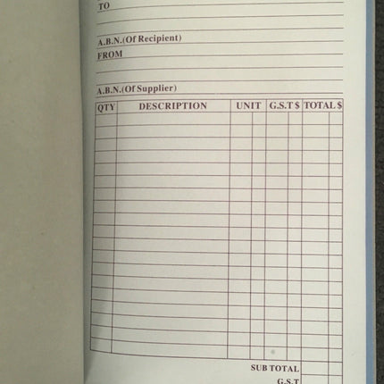 TAX INVOICE BOOK 50 Page Duplicate Statement Carbonless Quote.