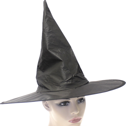 WITCH HAT Plain Black Halloween Costume Fancy Dress Womens Accessory Wizard.