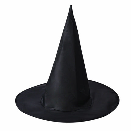 WITCH HAT Plain Black Halloween Costume Fancy Dress Womens Accessory Wizard.