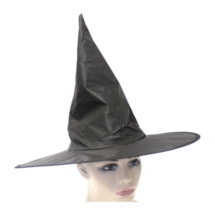 WITCH HAT Plain Black Halloween Costume Fancy Dress Womens Accessory Wizard.