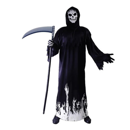 Scary Adult Glow in the Dark Party Costume Skeleton Reaper Halloween.