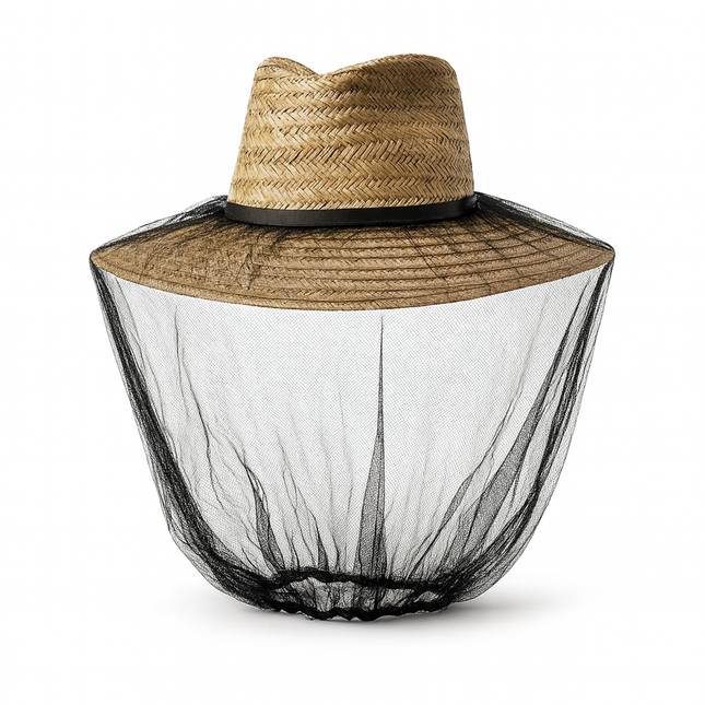 Mosquito Hat Net Head Protector Bee Bug Mesh Insect Mozzie Fishing Fly - Black.