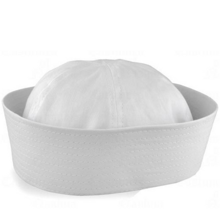 Adult White Sailor Hat Marine Unisex Gob Captain Navy Hen's Night Doughboy Cap.
