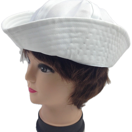 Adult White Sailor Hat Marine Unisex Gob Captain Navy Hen's Night Doughboy Cap.