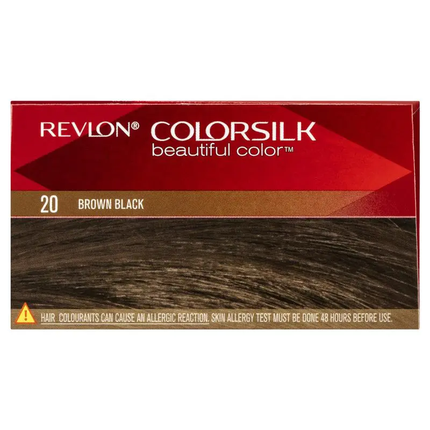 Revlon ColorSilk 20 Brown Black Permanent 3D Hair Colour w/ Keratin - Brown/Black.