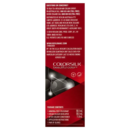 Revlon ColorSilk 20 Brown Black Permanent 3D Hair Colour w/ Keratin - Brown/Black.