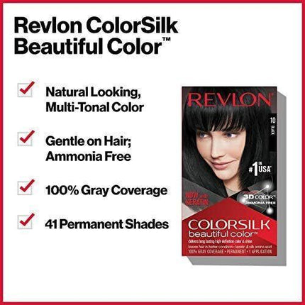Revlon ColorSilk Beautiful 3D Permanent Hair Colour Keratin - 40 Medium Ash Brown.