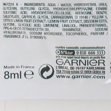 GARNIER 8mL SKINACTIVE JUICY PEEL MASK LEMON & SMOOTHING ACTIVE.