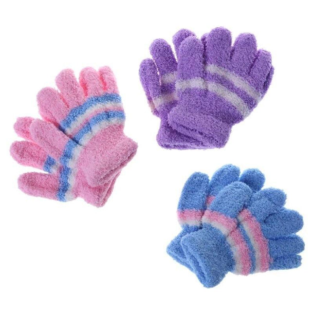 3 Pair Baby Gloves Warm Winter Full Finger Thermal Coral Fleece Kids Boys Girls.