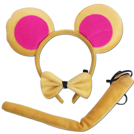 3pcs Set Animal Costume Dress Up Party Bow Tie Tail Ears Book Week - Monkey Brown.