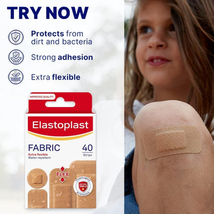 Elastoplast Fabric Extra Flexible Plaster, Pack of 40.