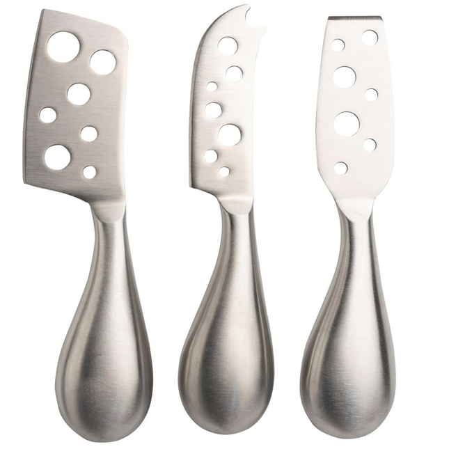 3pc Euroline Stainless Steel Cheese Knife Set Kitchen Cutlery Knives - Silver.