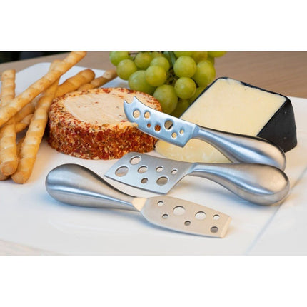 3pc Euroline Stainless Steel Cheese Knife Set Kitchen Cutlery Knives - Silver.