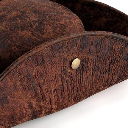 Durashape Brown Pirate Tricorn Hat Tri-Corner Faux Leather Captain Cowboy Costume.