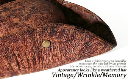 Durashape Brown Pirate Tricorn Hat Tri-Corner Faux Leather Captain Cowboy Costume.