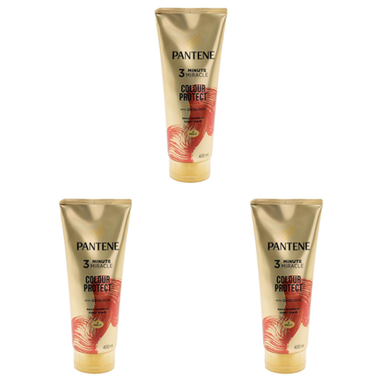 3x Pantene 400ml 3 Minute Miracle Colour w Oxiblock Intensive Conditioner.
