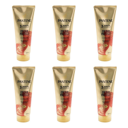 6x Pantene 400ml 3 Minute Miracle Colour w Oxiblock Intensive Conditioner.