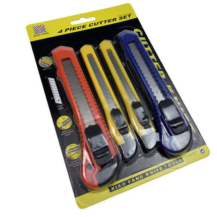 4pcs BOX CUTTER Knife Retractable Blade Snap Off Razor Durable Opener 18mm.