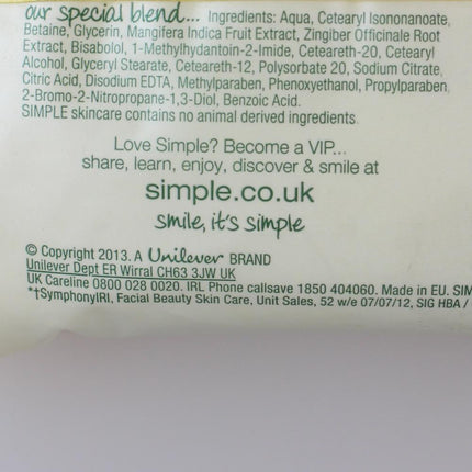 25 Wipes SIMPLE SENSITIVE SKIN EXPERTS BRIGHTENING WIPES - 1 Pack.