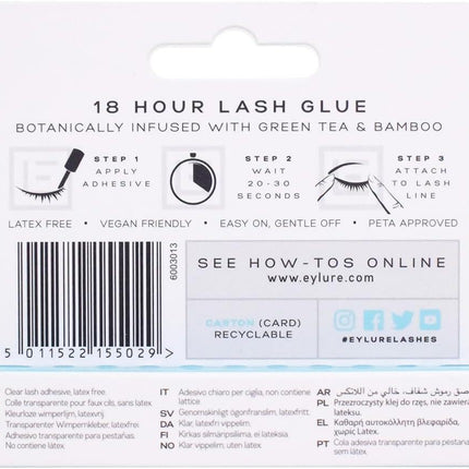 Eylure London Eyelashes 4.5ml 18 Hour Lash Glue Clear Finish.