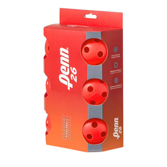 PENN 26 Indoor Pickleball Balls - 1 Pack of 6 Balls.