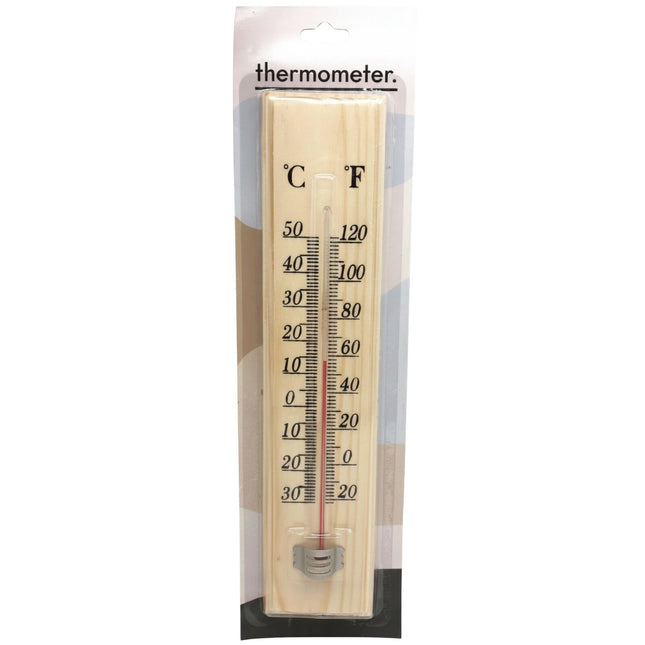 27cm Wooden Thermometer Indoor Outdoor Glass Wall Hanging Room Sensor Jumbo.