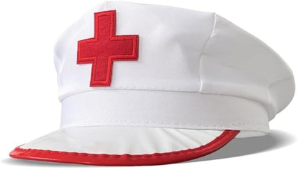 NURSE HAT Doctor Fancy Halloween Party Costume Accessory Cap - White/Red.