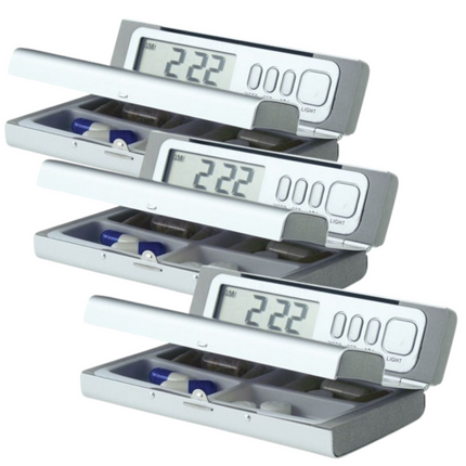 3x TravelPal Pill Box Dispenser Case Medicine Tablet Travel Organizer w/ Alarm.