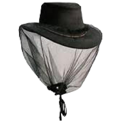Deluxe MOSQUITO HAT NET Head Protector Bee Bug Mesh Mozzie Insect Fishing Fly - Black.