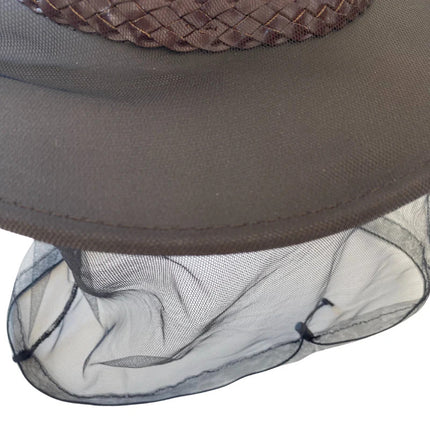 Deluxe MOSQUITO HAT NET Head Protector Bee Bug Mesh Mozzie Insect Fishing Fly - Black.