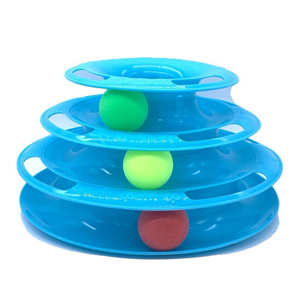 Funny Cat Toy Plastic Tower Interactive Track Ball Playing Game - Assorted Colours.
