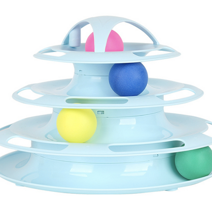 Funny Cat Toy Plastic Tower Interactive Track Ball Playing Game - Assorted Colours.
