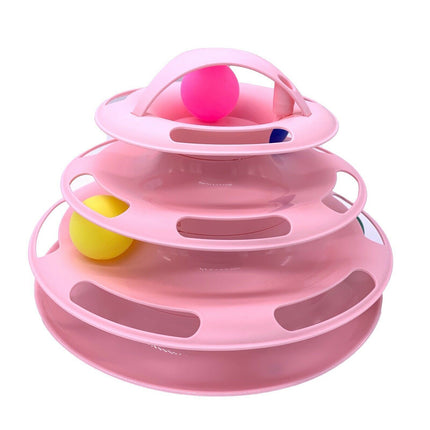 Funny Cat Toy Plastic Tower Interactive Track Ball Playing Game - Assorted Colours.