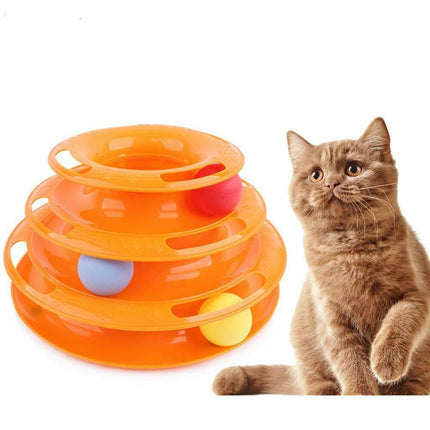 Funny Cat Toy Plastic Tower Interactive Track Ball Playing Game - Assorted Colours.