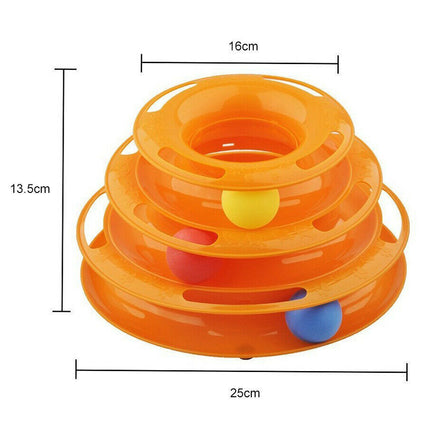 Funny Cat Toy Plastic Tower Interactive Track Ball Playing Game - Assorted Colours.