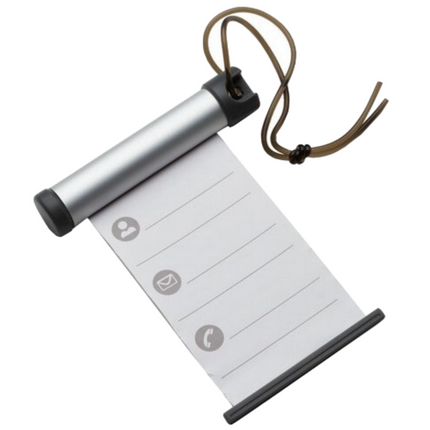 Funky Luggage Cylinder Tag Rollout Label for Address Details - Silver/Grey.