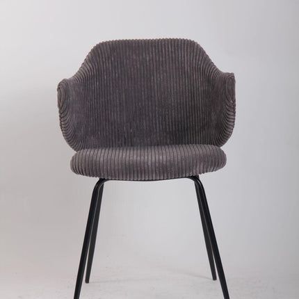 Set of 6 Dining Chairs with Corduroy Cord Fabric in Dark Grey Lincoln.