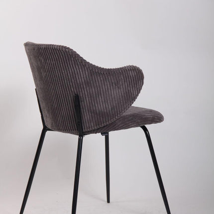 Set of 6 Dining Chairs with Corduroy Cord Fabric in Dark Grey Lincoln.