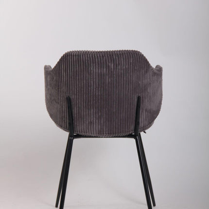 Set of 6 Dining Chairs with Corduroy Cord Fabric in Dark Grey Lincoln.
