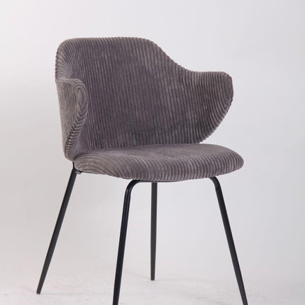 Set of 6 Dining Chairs with Corduroy Cord Fabric in Dark Grey Lincoln.