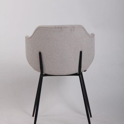 Set of 6 Dining Chairs Fabric with Metal Legs in Ivory Beige.