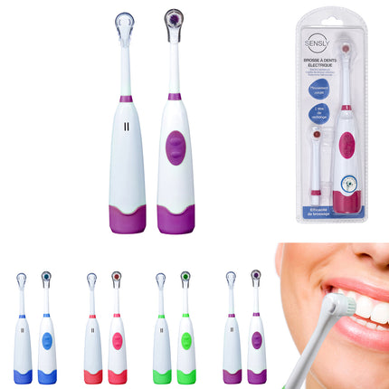 SENSLY Electric Toothbrush Dual Battery Operated Adults - Assorted Colours.