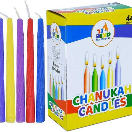 Ner Mitzvah Multi Color Standard Chanukah Candles Hannukah - 1 Pack of 44pcs.