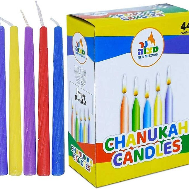 Ner Mitzvah Multi Color Standard Chanukah Candles Hannukah - 1 Pack of 44pcs.