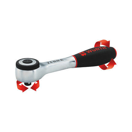 Wurth 1/4" Reversible Ratchet Wrench 360 Degree Twist Handle Chrome Vanadium 135mm.