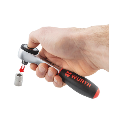 Wurth 1/4" Reversible Ratchet Wrench 360 Degree Twist Handle Chrome Vanadium 135mm.