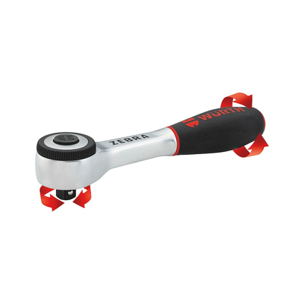 Wurth 3/8" Reversible Ratchet Wrench 360° Twist Handle Chrome Vanadium 175mm DIN 3122.