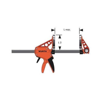 300mm Wurth Quick-Grip One Handed Bar Clamp F Clamp Hand Trigger Action Clamp.