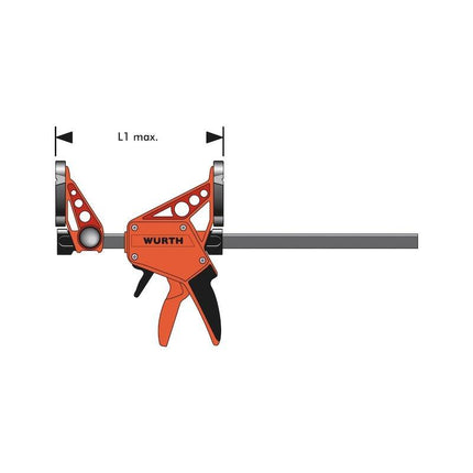 300mm Wurth Quick-Grip One Handed Bar Clamp F Clamp Hand Trigger Action Clamp.